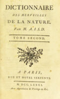 view Dictionnaire des merveilles de la nature / Par M. A.J. S[igaud] D[e la Fond].