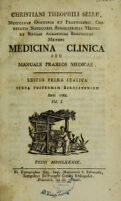 view Medicina clinica, seu manuale praxeos medicae / [Christian Gottlieb Selle].