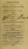 view Travels in Europe, Africa and Asia, made between the years 1770 and 1779 / By Charles Peter Thunberg.