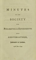 view Minutes of the Society for Philosophical Experiments and Conversations.