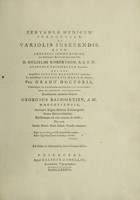 view Tentamen medicum inaugurale, de variolis inserendis / [IUriĭ Aleksieevīch Bakhmetev].