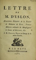 view Lettre de M. D'Eslon / ... à M. Philip.