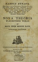 view Nova theoria pleuritidis verae et recta eidem medendi ratio-eidem medendi ratio / [Karl Strack].