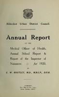 view [Report 1920] / Medical Officer of Health, Aldershot U.D.C.