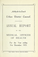 view [Report 1923] / Medical Officer of Health, Ashby-de-la-Zouch Local Board U.D.C.