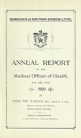 view [Report 1920] / Medical Officer of Health, Ashton-under-Lyne Borough.