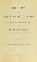 view [Report 1894] / Medical Officer of Health, Aston Manor U.D.C.