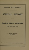 view [Report 1952] / Medical Officer of Health, Anglesey County Council.