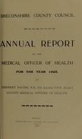 view [Report 1925] / Medical Officer of Health, Breconshire County Council.