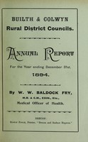 view [Report 1894] / Medical Officer of Health, Builth & Colwyn R.D.C.'s.