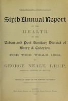 view [Report 1894] / Medical Officer of Health, Barry & Cadoxton Urban & Port Sanitary District.