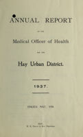 view [Report 1937] / Medical Officer of Health, Hay U.D.C.