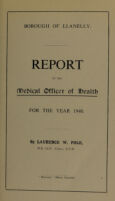 view [Report 1940] / Medical Officer of Health, Llanelli / Llanelly Borough.