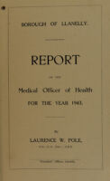 view [Report 1943] / Medical Officer of Health, Llanelli / Llanelly Borough.