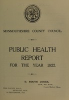 view [Report 1922] / Medical Officer of Health, Monmouthshire County Council.