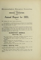 view [Report 1931] / School Health Service, Monmouthshire County Council.