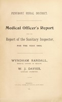 view [Report 1905] / Medical Officer of Health, Penybont R.D.C.