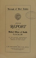 view [Report 1925] / Medical Officer of Health, Port Talbot Borough.