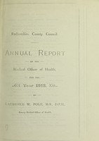 view [Report 1913] / Medical Officer of Health, Radnorshire County Council.