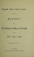 view [Report 1920] / Medical Officer of Health, Rhondda U.D.C.