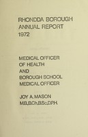 view [Report 1972] / Medical Officer of Health, Rhondda U.D.C.