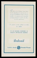 view Sedonil : en las neurosis, sindromes de angustia, irritabilidad, insomnio / Instituto Sanitas Sociedad Peruana.