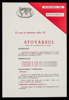 view Arsenoterapia oral Stovarsol : lo que es oportuno saber del: Stovarsol / Specia Productos Farmacéticos ; distribuidores para el Perú: Life.