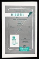 view Tratamiento de la fragilidad y permeabilidad capilar : Acirrutin "Frosst" : rutina con acido ascorbico / Charles E. Frosst & Co. ; representantes exclusivos para Cuba: Distribuidora Cubana.