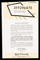 view Ditoinate : (difenil hidantoinato sódico "Frosst") para el control de la epilepsia / Charles E. Frosst & Co. ; representantes exclusivos para Cuba: Distribuidora Cubana.