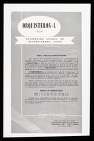 view Orquisteron-L "Frosst" : suspensión acuosa de testosterona libre / Charles E. Frosst & Co. ; distribuidores para Cuba: Distribuidora Cubana.