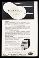 view Sulfamil : emulsión estable de aceite en agua que contiene 5% de sulfatiazol "Frosst" / Charles E. Frosst & Co. ; distribuidores exclusivos para Cuba: Distribuidora Cubana.