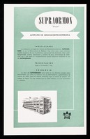 view Supraormon "Frosst" : acetato de desoxicorticosterona / Charles E. Frosst & Co. ; distribuidores para Cuba: Distribuidora Cubana.