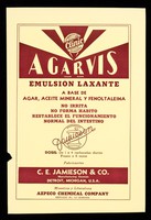 view Agarvis emulsion laxante ... : Medumalt extracto de malta con vitaminas A-B-D, hierro y medula osea : tonico nutritivo reconstituyente ... / C.E. Jamieson & Co ; distribuidores para Cuba: Azpeco Chemical Company.
