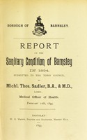 view [Report 1894] / Medical Officer of Health, Barnsley County Borough.