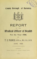 view [Report 1922] / Medical Officer of Health, Barnsley County Borough.