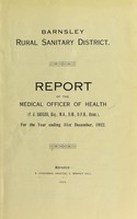 view [Report 1922] / Medical Officer of Health, Barnsley (Union) R.D.C.