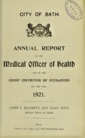 view [Report 1921] / Medical Officer of Health, Bath City & County Borough.