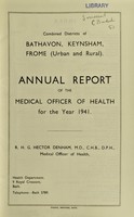 view [Report 1941] / Medical Officer of Health, Combined Districts of Bathavon, Keynsham, Frome (Urban and Rural).