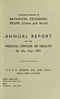 view [Report 1951] / Medical Officer of Health, Combined Districts of Bathavon, Keynsham, Frome (Urban and Rural).