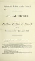 view [Report 1920] / Medical Officer of Health, Benfieldside U.D.C.