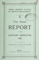 view [Report 1925] / Sanitary Chief Public Health Inspector, Bentley-with-Arksey U.D.C.