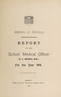 view [Report 1919] / School Medical Officer of Health, Beverley Borough.
