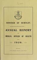 view [Report 1920] / Medical Officer of Health, Bewdley Borough.