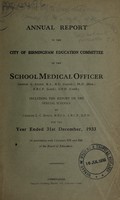 view [Report 1933] / School Medical Officer of Health, Birmingham.