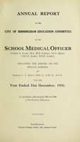 view [Report 1936] / School Medical Officer of Health, Birmingham.