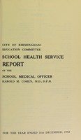 view [Report 1952] / School Medical Officer of Health, Birmingham.