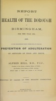 view [Report 1886] / Medical Officer of Health, Birmingham.