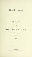 view [Report 1916] / Medical Officer of Health, Birmingham.