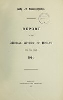 view [Report 1924] / Medical Officer of Health, Birmingham.