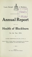 view [Report 1910] / Medical Officer of Health, Blackburn County Borough.